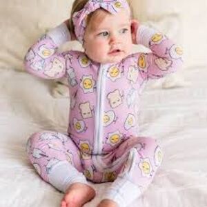 Little Sleepies pink Breakfast buddies zippy